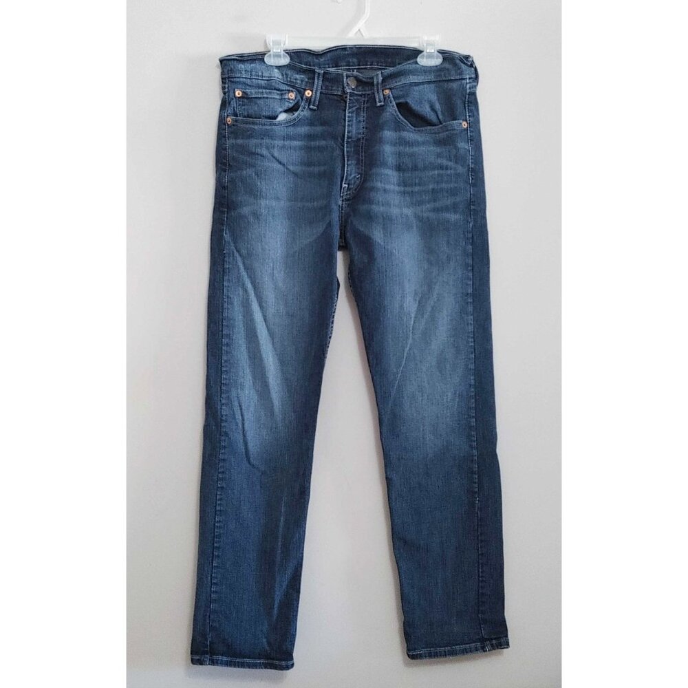 Levi's 505 Straight Leg Regular Fit Mens Size 34x32 Stretch Blue Jeans Denim